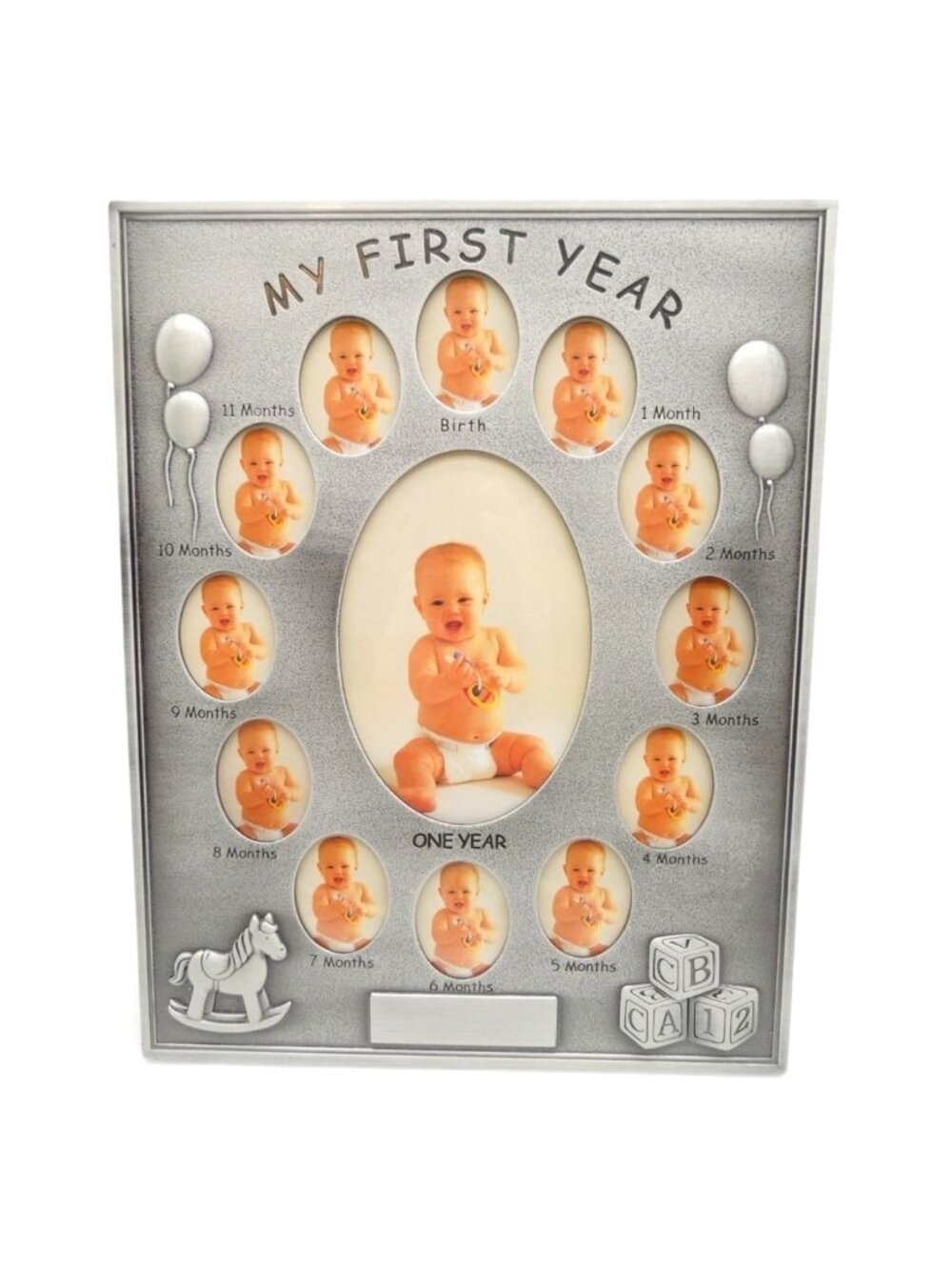 My First Year Baby Photo Frame Silver Tone 13 Openings